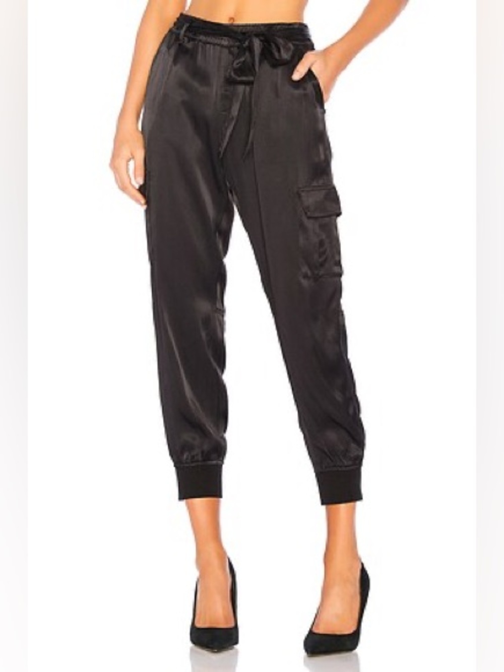 Sanctuary Black Utility Cargo Jogger Pants Elastic Waist Pull-On Pockets Size L